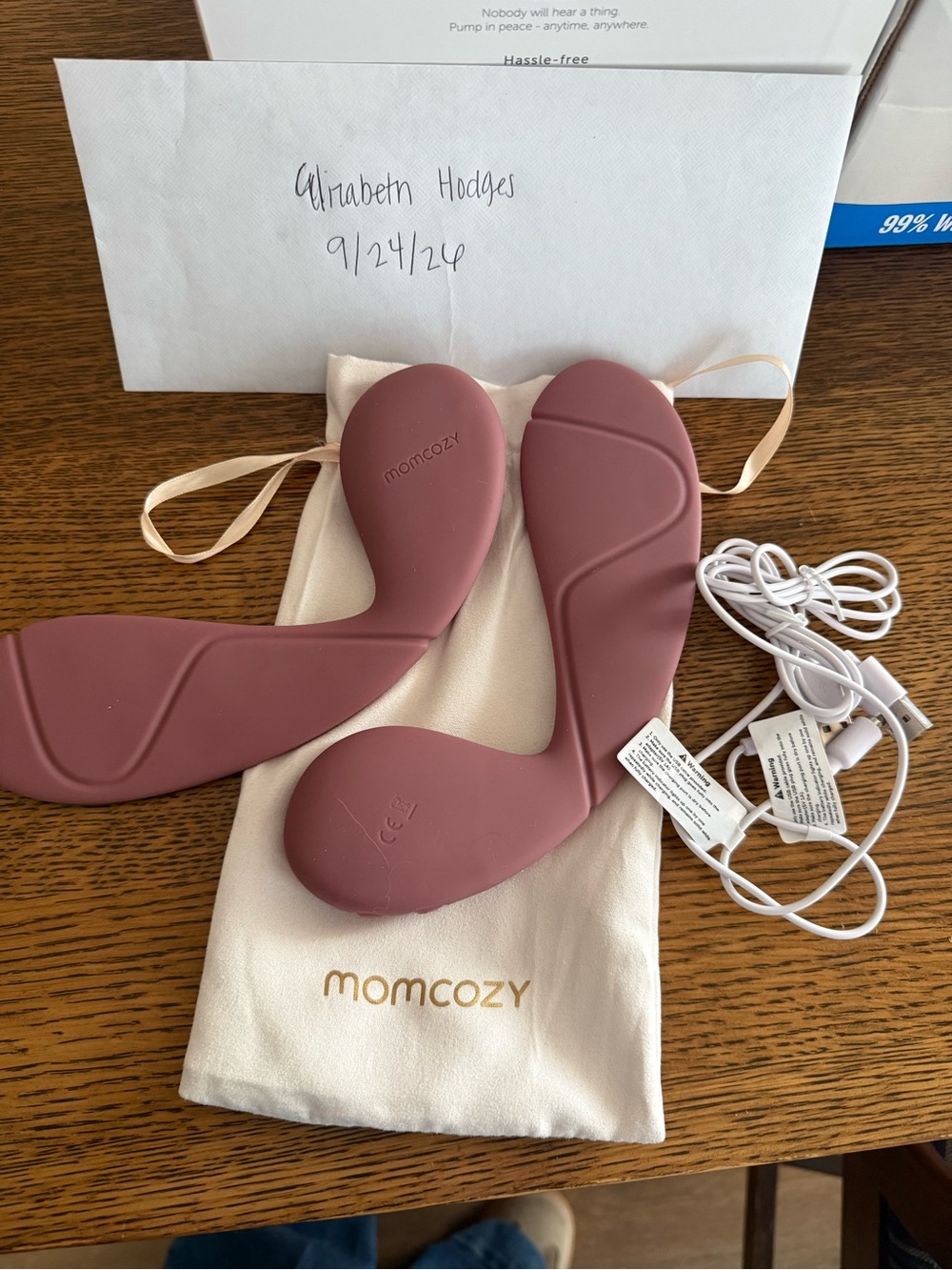 Wireless Wearable Breast Warming lactation massagers - Dusty Rose